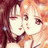 A 48x48 pixel buddy icon split into two sections: a pixelated anime-style character on the left and text elements on the black right side.