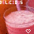 Animated sequence of a pink milkshake in a glass with a straw, featuring pixelated text and heart symbols.