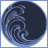 Circular icon with dark blue background and light blue swirling wave pattern, text "BitTorrent" in white pixelated font overlaid across the image.