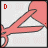 Animated sequence of pink scissors with red text changing across frames on a light gray background.