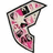 Pixelated crescent-shaped icon with pink and white patterned interior, black outline, and dark gray border, set against a white background.