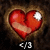 A pixelated red heart with a white highlight on the right side, positioned above '4/3' text in black and white pixels against a dark brown background.