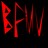 Red pixelated text on dark background with vertical lines and abstract shapes.