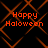 Four identical orange 'Happy Holoween' text blocks arranged in a on a black background with orange geometric patterns