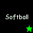 Four display 'Softball' text with green and black stars on contrasting backgrounds, showing animation changes between frames