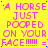 A static image with bright yellow background and repeated pink text reading 'A HORSE JUST POOPED ON YOUR FACE!!!!! =^FACE!!!!! =' in a pattern