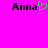 Bright pink background with two black text 'Anna' instances, one featuring a green pixelated heart replacing the final letter.
