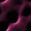 Two side-by-side abstract waveforms with smooth gradients transitioning between dark voids and colored light, left magenta, right cyan.