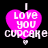Four identical pink heart-shaped icons with 'I LOVE YOU CUPCAKE' text, each featuring a small white heart at the bottom, displayed in a on black background