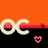 Animated contact sheet showing three rows of 'OC' text with pixelated hearts changing color across frames on a black and orange background.