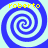 Four identical blue and white spiral patterns arranged in a with yellow text reading 'roberto' above each spiral