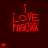 Red pixelated text "I LOVE MISHAK" on dark red background with scattered heart symbols, some hearts animate to increase in number.