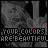 grayscale images with rainbow-colored text and animated dots forming a heart shape, transitioning through