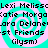 Pixelated text and spiral patterns in cyan, white, and pink on a light purple background.