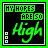 A 5x5 contact sheet of animated AIM buddy icons showing sequential frames with green text on black backgrounds, displaying variations between "MY HOPES ARE SO High" and "THAT YOUR KISS NIGHT KILL Me" phrases.