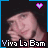 Animated contact sheet of a 4x3 grid showing sequential frames from an AIM buddy icon featuring a person with dark hair and pinkish skin in various poses, each frame containing "Viva La Bam" text at the bottom and a purple heart symbol above the head.