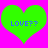 Two identical green hearts on a bright pink background with blue pixelated text reading "LOVE??" inside each heart.