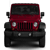 Red jeep front view with black grille, headlights, and bumper, pixelated style on white background