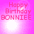 Pixelated pink birthday graphic with 'Happy Birthday BONNIEE' text and shifting light effects on a gradient background.