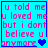 Pixelated text on cyan background with blue border, showing four variations of heart symbols in bottom-right corner.