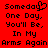 A static contact sheet of two identical animated frames showing pixelated text on a red background with a heart symbol replacing the 'y' in "Someday".