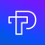 Pixelated white stylized letter P on a blue-to-purple gradient background with no visible text or additional elements.