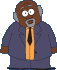 Two side-by-side cartoon figures in blue suits with yellow shirts and black ties, one with wide eyes and open mouth, the other with narrowed eyes and closed mouth.