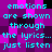Pixelated cyan text on a purple and black checkered background repeats the phrase 'emotions are shown through the lyrics... just listen' in a pattern
