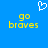Blue background with yellow pixelated text 'go braves' on left and right, white heart symbol above center.