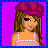 Pixel art contact sheet showing four frames of a doll character in pink attire with text "I love my life" on one frame.