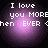 Four identical purple gradient circles with white pixelated text reading "I love you MORE then EVER" on a black background.