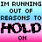 Pixelated text animation with gradient background showing repeated phrases and a central 'HOLD' element in black letters with pink dots.