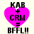 Four identical pixelated images of a pink heart with black text reading KAB + CRM = BFFL!! arranged in a on a light background