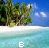 Animated beach scene with turquoise water, white sand, and palm trees under a blue sky with clouds.