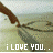 A 48x48 pixel animated buddy icon showing a stick figure's arm dipping into water with the text "i LOVE YOU.." in white and yellow across two frames.