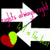 Pixelated icon with multiple elements: pink arrow, green heart, red heart, pink emoji, and text fragments on black and gray backgrounds.