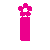 Pixelated pink text and flower icons on white background: 'i' with flower top, 'love', 'you', small flower.
