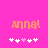 Pixelated orange text 'Anna!' on bright pink background with white and light pink plus signs below.