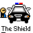 Pixel art animation of a police car with flashing lights and a figure holding a shield, showing sequential changes in the figure's pose and light effects.