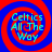 Four identical circular icons arranged in a , each with red and blue concentric spirals surrounding cyan text reading "Celtics All The Way"
