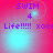 Pixelated text 'SWIM 4 Life!!!!! xoxo' on a pink background with cyan light effects, animated with shifting light patterns.
