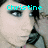 A pixelated image of a person with dark hair and light skin, showing two states: one with cyan text 'Christine' above the head and another with cyan text 'Obscene' below the chest.