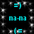 Cyan emoticons and text on a black background with white sparkles, arranged in a pattern with repeated elements