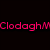A static image with a black background, featuring a pixelated puppy image and fragmented text in red, purple, and blue.