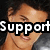 A four- shows a person with dark curly hair and light skin, wearing a gray shirt. The top-left displays 'Support' text; the top-right adds 'WOLVES' in red. The bottom-left changes to 'Oh ya!' while the bottom-right is blank