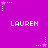 Purple background with repeated white text 'LAUREN' and pixelated star-and-dot patterns in white and light purple.