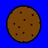 Five brown cookies with dark spots on a solid blue background, showing progressive bites taken from the top-left side.