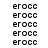 15 identical pixelated 'erocc' text icons arranged in 3 and 5 on white background with select highlighted in light purple