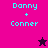 Four display 'Danny + Conner' text with star symbols on pink, purple, dark purple, and magenta backgrounds