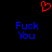 Red pixelated heart symbol above two identical blue text phrases on black background.
